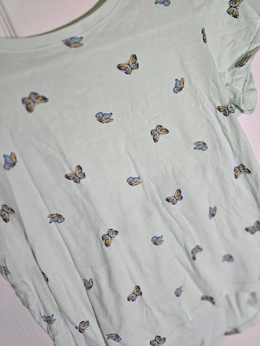 Old Navy Girls Green Butterfly Print Softest Tee Short Sleeve XL